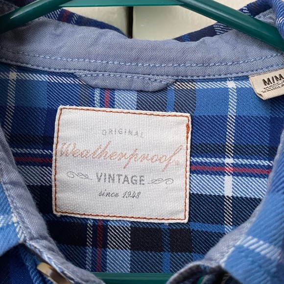 Weatherproof Vintage Men’s Blue Plaid Flannel - Picture 4 of 5